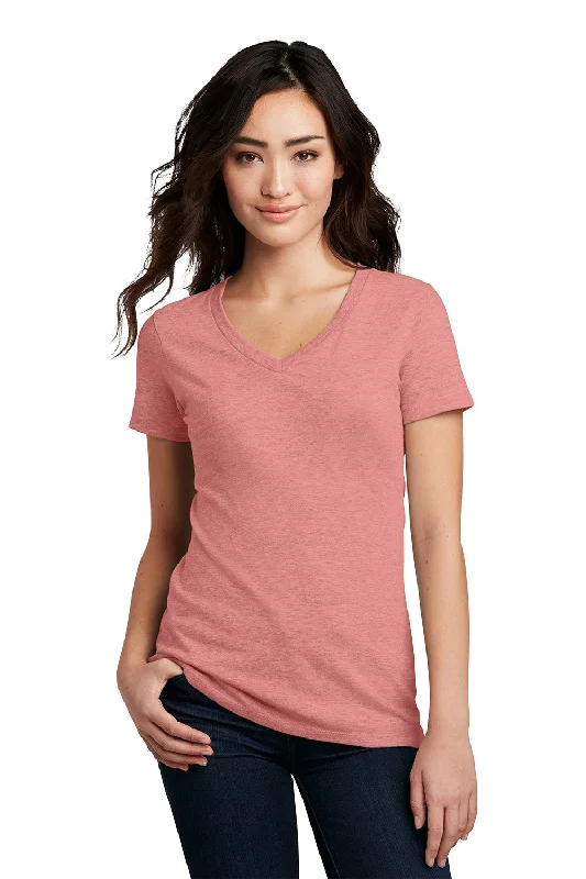 Women’s button-down shirts for polished look -District Womens Perfect Blend Short Sleeve V-Neck T-Shirt - Blush Pink Frost