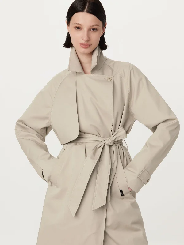 Women’s moto jackets for edgy vibe -The Long Trench Coat in Light Beige