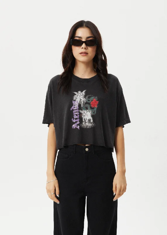 Women’s blouses for workwear elegance -AFENDS Womens Nirvana Cropped - Oversized Tee - Stone Black