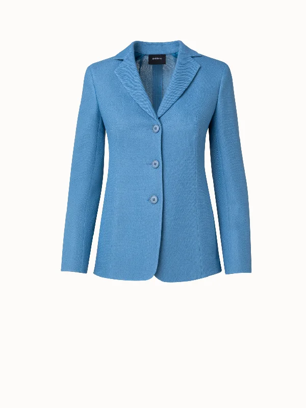 Women’s rain-resistant jackets for outdoor wear -Wool Cotton Stretch Piqué Jacket