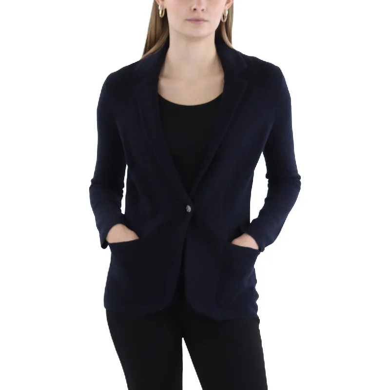 Women’s fleece-lined jackets for warmth and comfort -Womens Wool Blend Casual One-Button Blazer