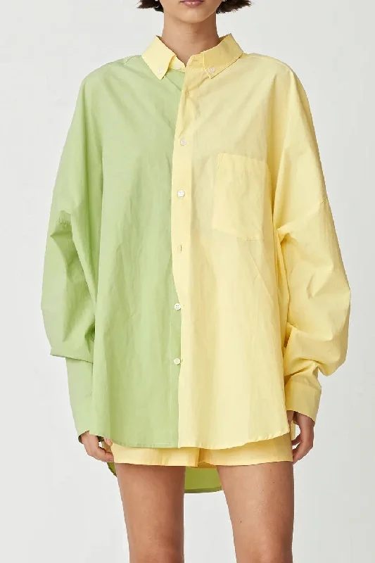 Women’s tunic-length tops for versatile layering -BLANCA Womens Henrietta Shirt Yellow & Green