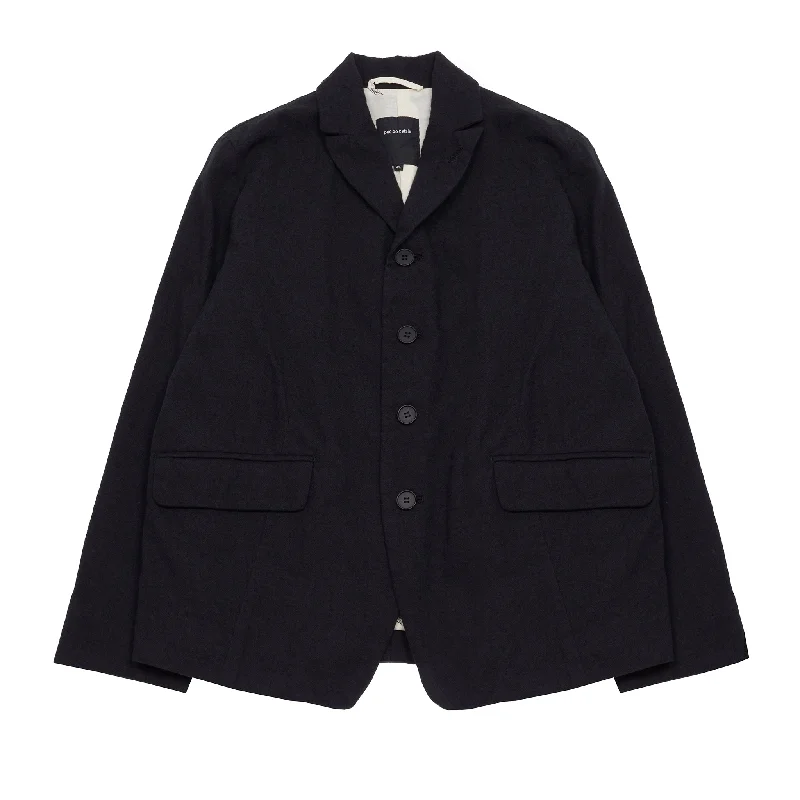 Women’s casual jackets for everyday wear -Pas de Calais Washed Cotton/Wool Jacket in Black