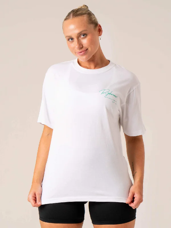 Women’s long-sleeve tops for cooler days -Signature T-Shirt - White