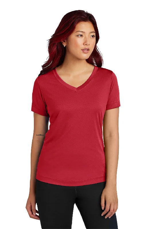 Women’s chiffon blouses for light and airy comfort -Sport-Tek Womens Competitor Moisture Wicking Short Sleeve V-Neck T-Shirt - Deep Red