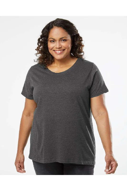 Women’s casual tunic tops for easy style -LAT Womens Curvy Collection Fine Jersey Short Sleeve Crewneck T-Shirt - Vintage Smoke Grey - Closeout