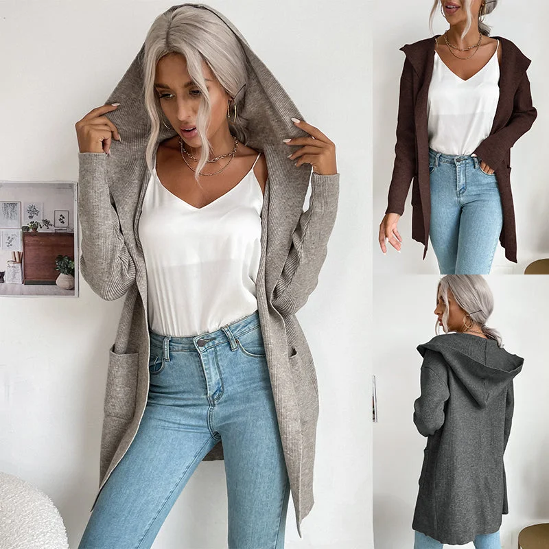 Women’s fleece zip-up jackets for outdoor wear -Women Cardigan Sweaters Coat Classical Long Sleeve Cashmere Open Front Cardigan Knit Sweater