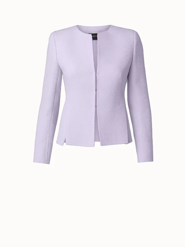 Women’s oversized blazers for chic fashion -Wool Crêpe Double-Face Short Jacket