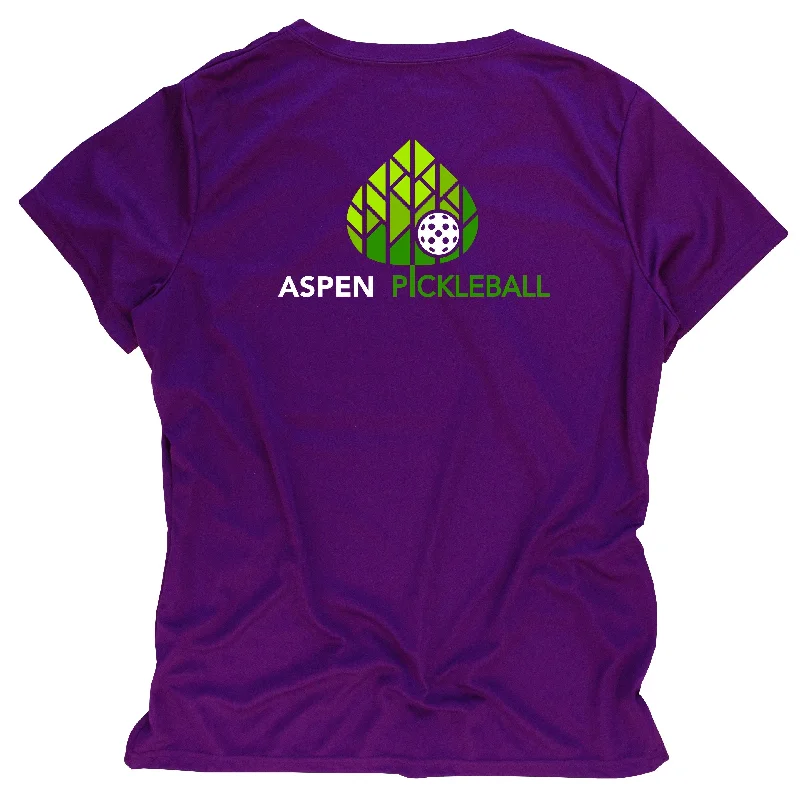 Women’s cropped shirts for relaxed look -Aspen Pickleball Ladies Performance T-Shirt - Colorado Pickleball - Back Logo