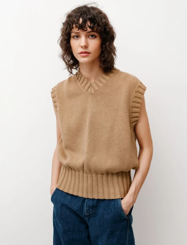 Women’s knitted tops for cozy comfort -Marit Cotton Knit Biscuit