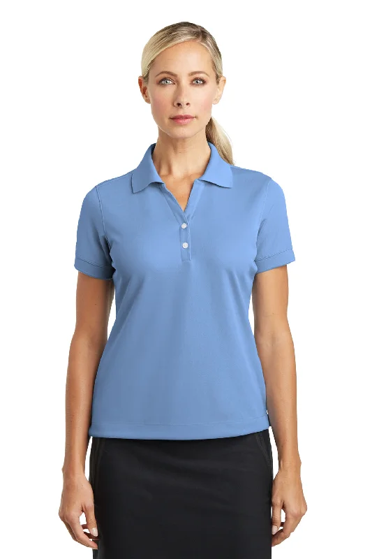 Women’s cowl neck tops for cozy warmth -Nike Womens Classic Dri-Fit Moisture Wicking Short Sleeve Polo Shirt - Light Blue