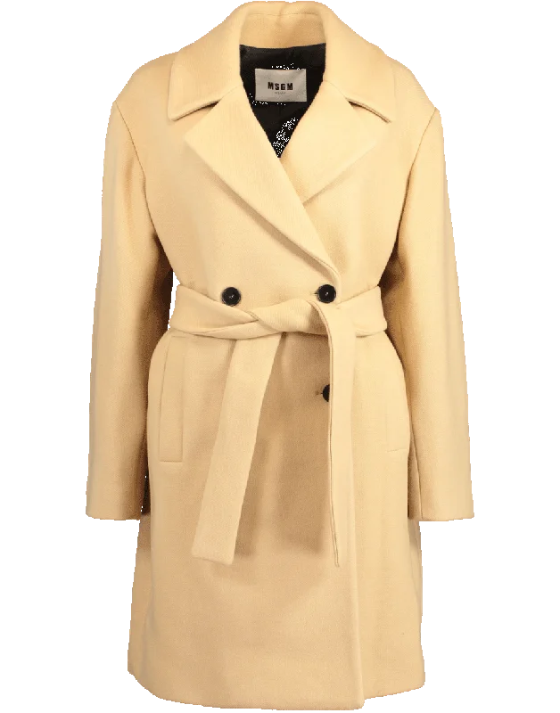 Women’s wool jackets for winter warmth -Cappotto Self Belt Coat