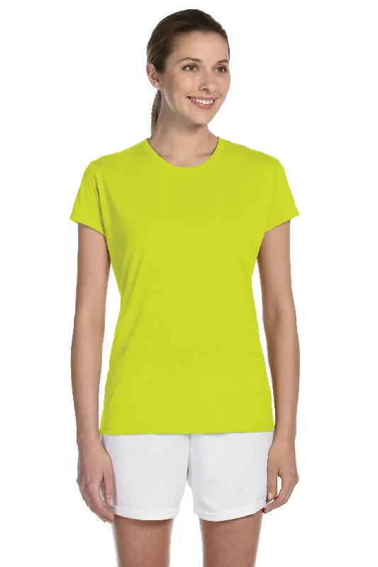 Women’s draped tops for sophisticated fashion -Gildan Womens Performance Jersey Moisture Wicking Short Sleeve Crewneck T-Shirt - Safety Green - Closeout