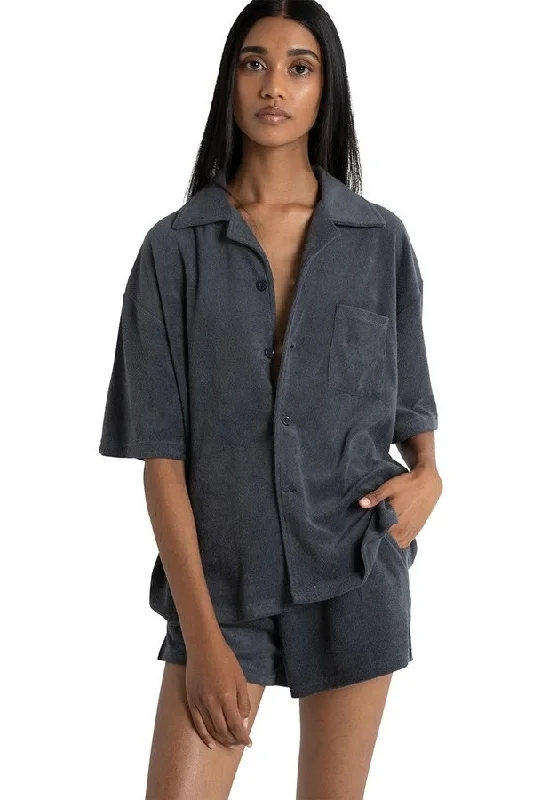 Women’s sleeved tunics for relaxed fit -Bayse Brand WOMENS ELLA OVERSIZED SHIRT - BLUE