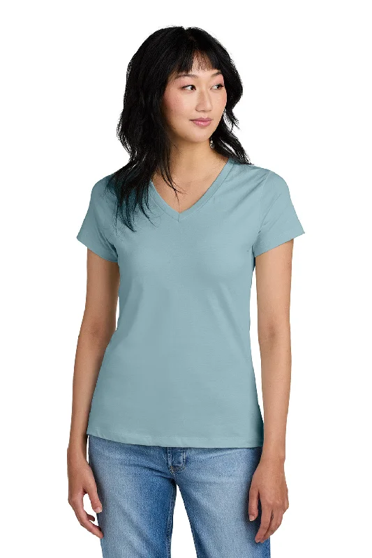 Women’s tunic tops for versatile fashion -District Womens Perfect Weight Short Sleeve V-Neck T-Shirt - Fog Blue