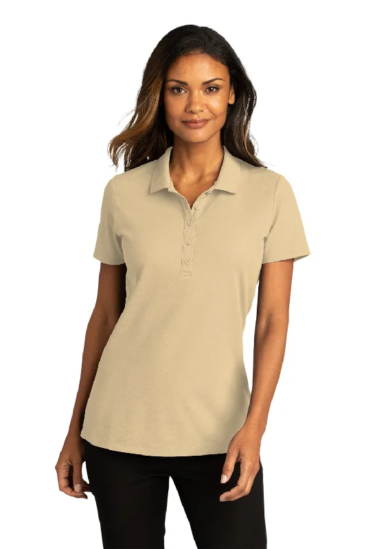 Women’s pleated blouse for textured elegance -Port Authority Womens React SuperPro Snag Resistant Short Sleeve Polo Shirt - Wheat - Closeout