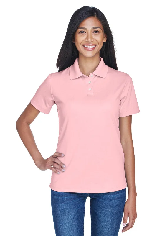 Women’s chiffon blouses for light and airy comfort -UltraClub Womens Cool & Dry Performance Moisture Wicking Short Sleeve Polo Shirt - Pink