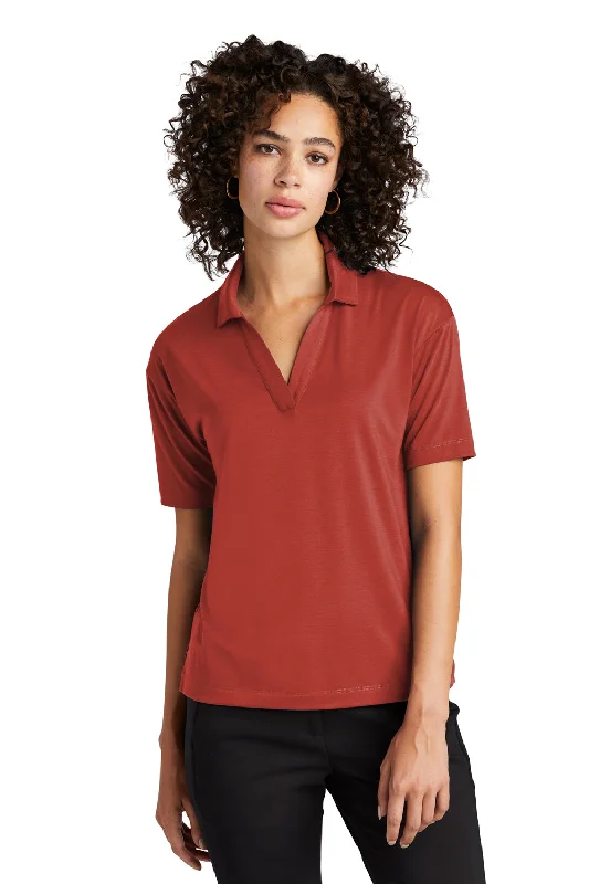 Women’s turtleneck tops for cool weather -Mercer+Mettle Womens Moisture Wicking Short Sleeve Polo Shirt - Terracotta Red