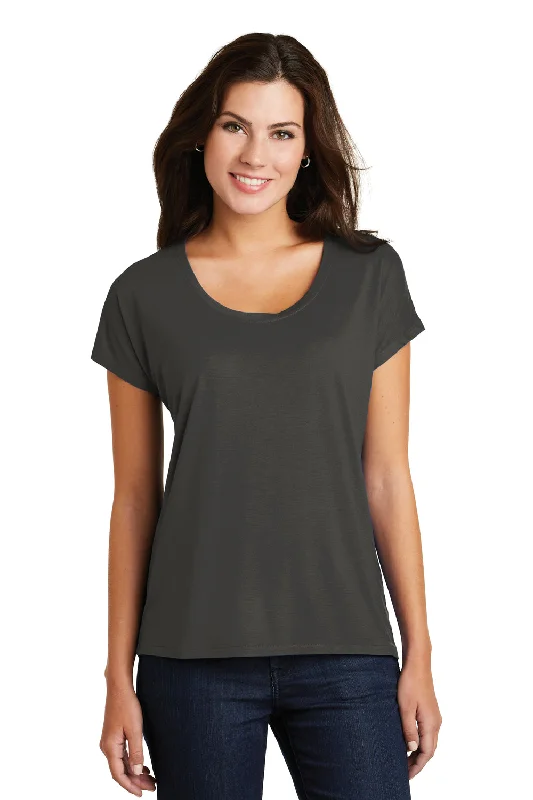 Women’s oversized tops for relaxed fit -District Womens Drapey Dolman Short Sleeve Scoop Neck T-Shirt - Charcoal Grey - Closeout