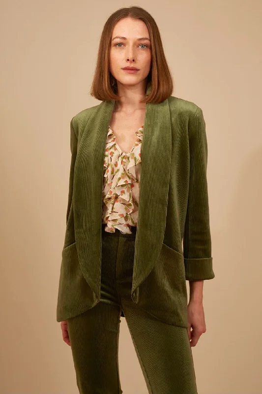 Women’s wrap-around jackets for chic look -Corrie Bratter Boyfriend Jacket in Green