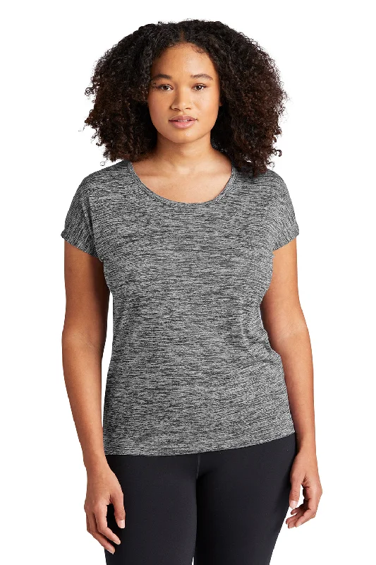 Women’s high-neck tops for sophisticated style -Sport-Tek Womens Electric Heather Moisture Wicking Short Sleeve Crewneck T-Shirt - Grey Black Electric