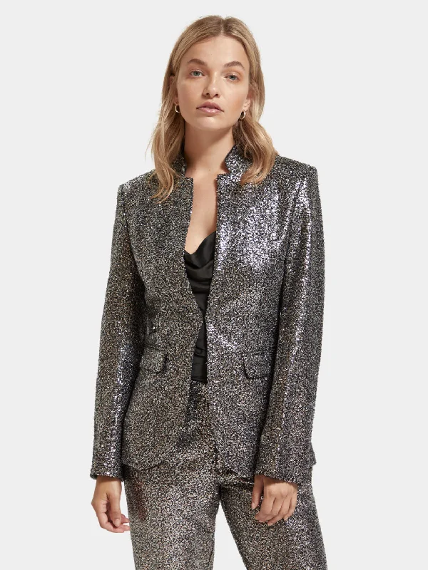 Women’s long trench coats for stylish warmth -Blazer in mixed sequins