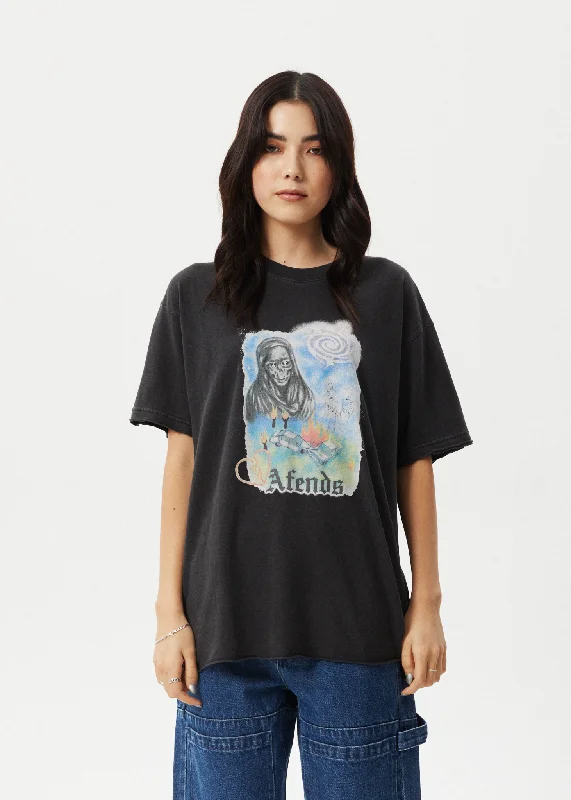 Women’s chiffon blouses for light and airy comfort -AFENDS Womens Nirvana - Oversized Tee - Stone Black