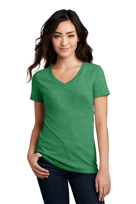 Women’s blouses for workwear elegance -District Womens Perfect Blend Short Sleeve V-Neck T-Shirt - Heather Kelly Green