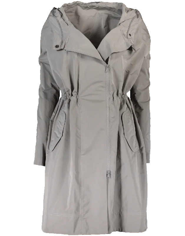 Women’s zip-up hooded jackets for casual style -Hooded Taffeta Coat