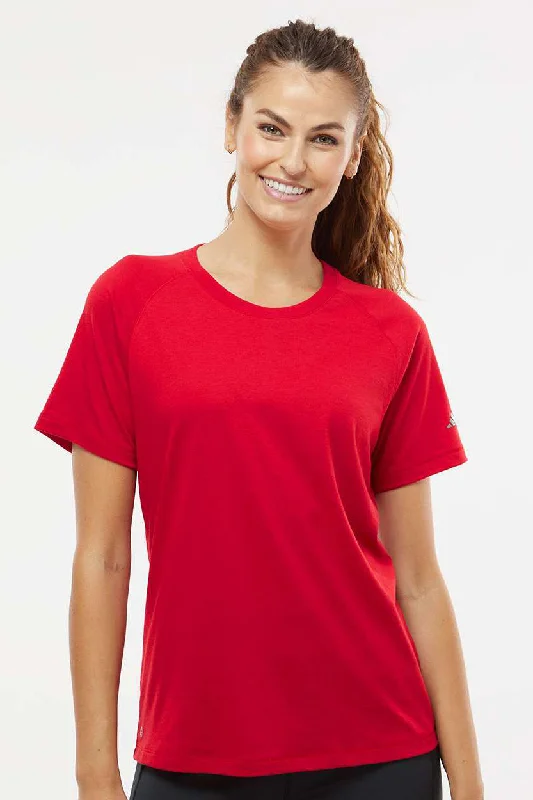 Women’s sweatshirt tops for casual outfits -Adidas Womens Short Sleeve Crewneck T-Shirt - Power Red