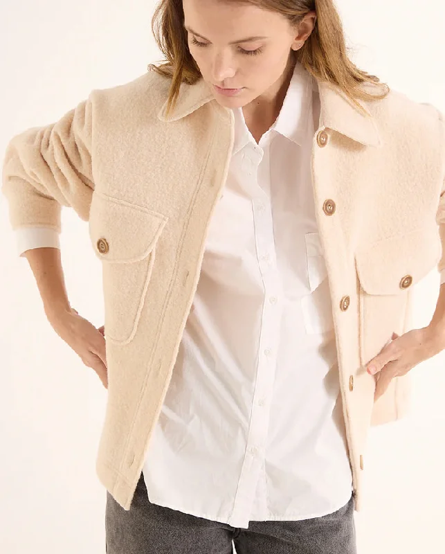 Women’s blazer jackets for professional look -Aime Boiled Wool Jacket IVORY