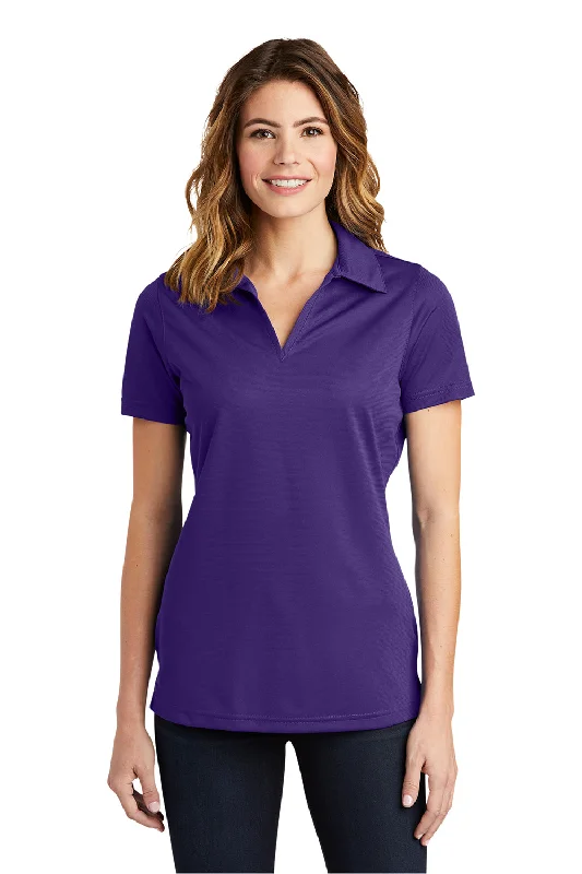 Women’s blouse with ruffles for feminine flair -Sport-Tek Womens Active Mesh Moisture Wicking Short Sleeve Polo Shirt - Purple