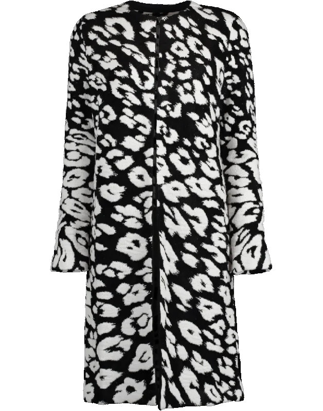 Women’s padded parkas for winter protection -Leopard Knit Coat