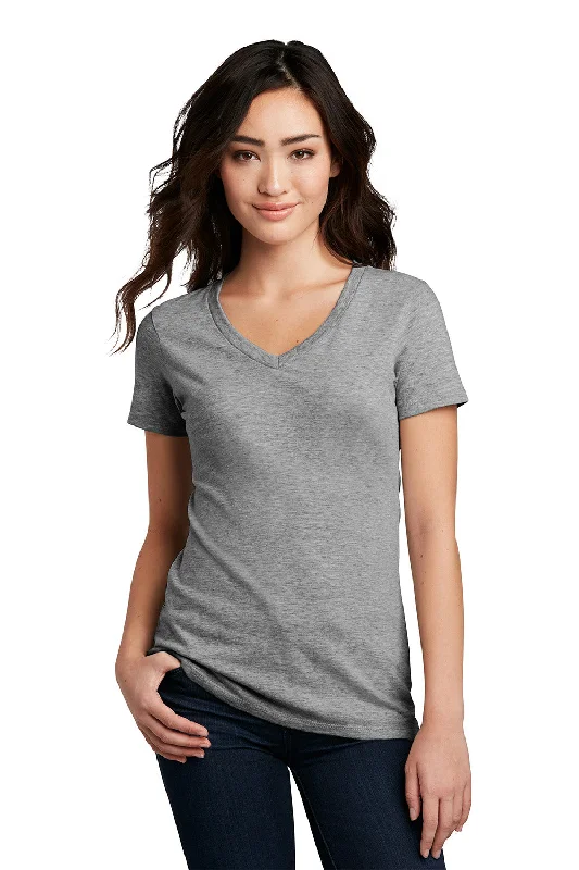 Women’s crop tops for trendy style -District Womens Perfect Blend Short Sleeve V-Neck T-Shirt - Grey Frost