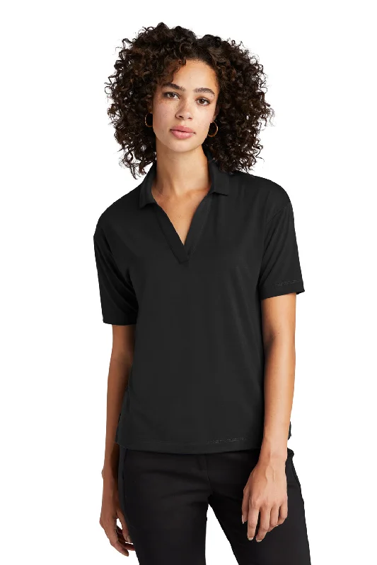 Women’s denim button-up tops for casual chic -Mercer+Mettle Womens Moisture Wicking Short Sleeve Polo Shirt - Deep Black