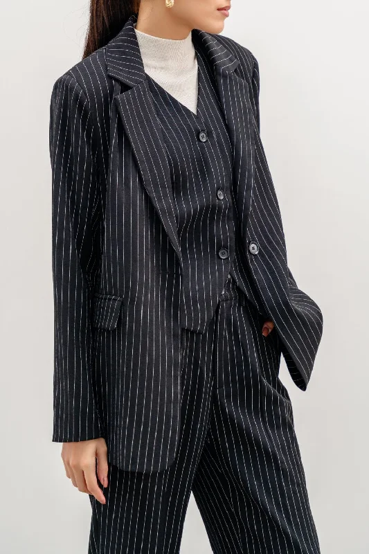 Women’s rain-resistant jackets for outdoor wear -PIN-STRIPED BLAZER