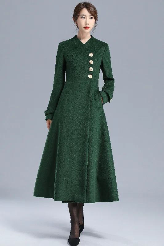 Women’s trench coat with belt for classic look -Women's Winter Wool Trench Coat 3207