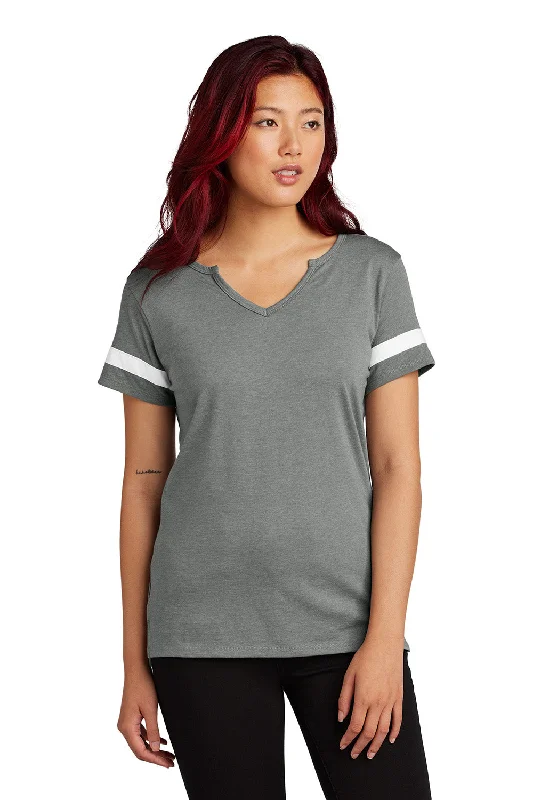 Women’s zip-up tops for active wear -Sport-Tek Womens Halftime Notch Neck Short Sleeve T-Shirt - Heather Vintage Grey/White - New