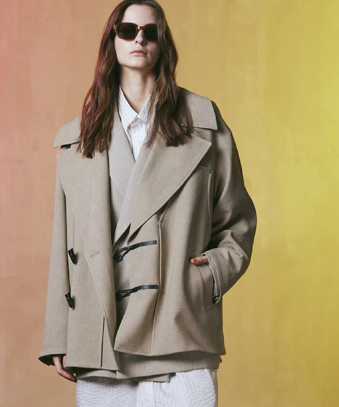 Women’s long trench coats for stylish warmth -【SALE】Prime-Over Wide Collar Toggle Button Jacket