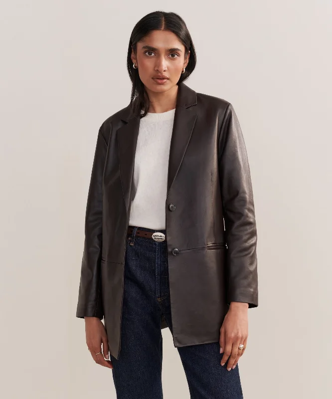 Women’s velvet jackets for luxurious touch -Leather Brooke Blazer