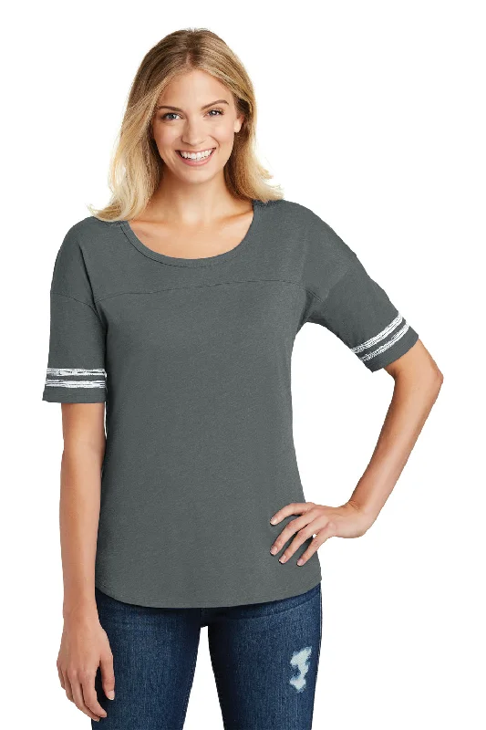 Women’s graphic tees for stylish outfits -District Womens Scorecard Short Sleeve Crewneck T-Shirt - Heather Charcoal Grey/White - Closeout