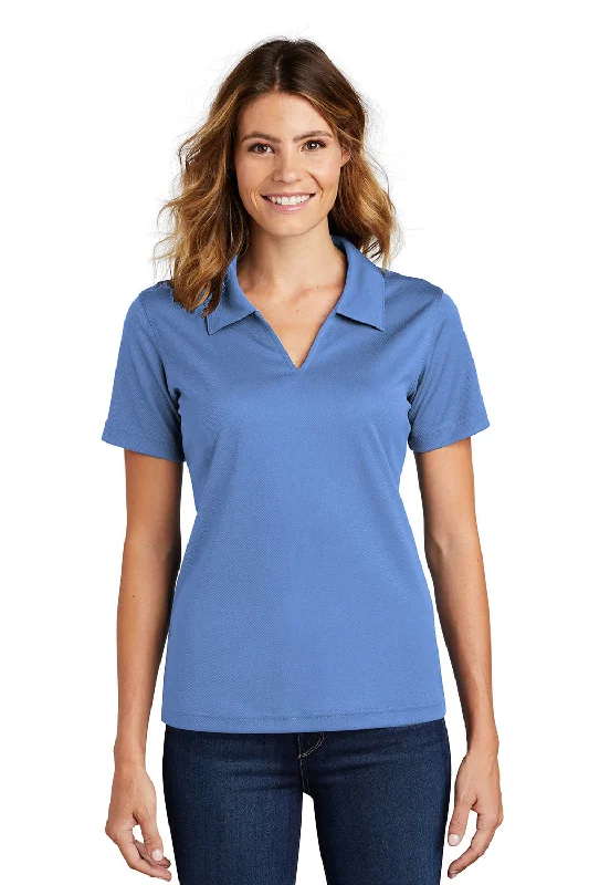 Women’s plaid button-downs for trendy casual style -Sport-Tek Womens Dri-Mesh Moisture Wicking Short Sleeve Polo Shirt - Blueberry