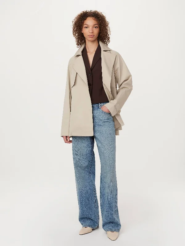 Women’s fur-lined jackets for added warmth -The Cropped Trench Coat in Light Beige