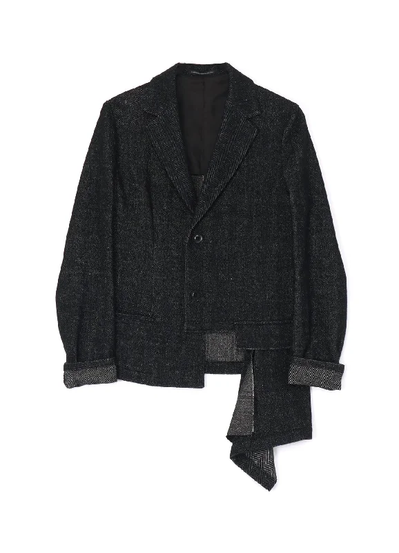 Women’s pea coats for classic style -WOOL/LINEN NEPPY HERRINGBONE LEFT SLIT DETAIL JACKET