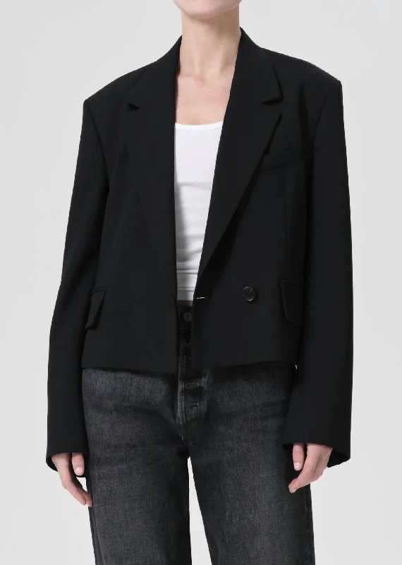 Women’s long jackets for extra warmth -Callie Cropped Blazer In Black