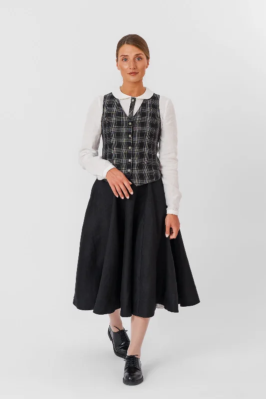 Women’s oversized jackets for relaxed fit -Classic Vest, Black Tartan