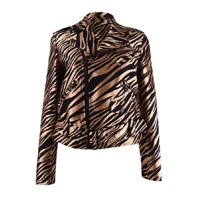 Women’s open-front jackets for easy layering -Anne Klein Women's Printed Jacquard Moto Jacket