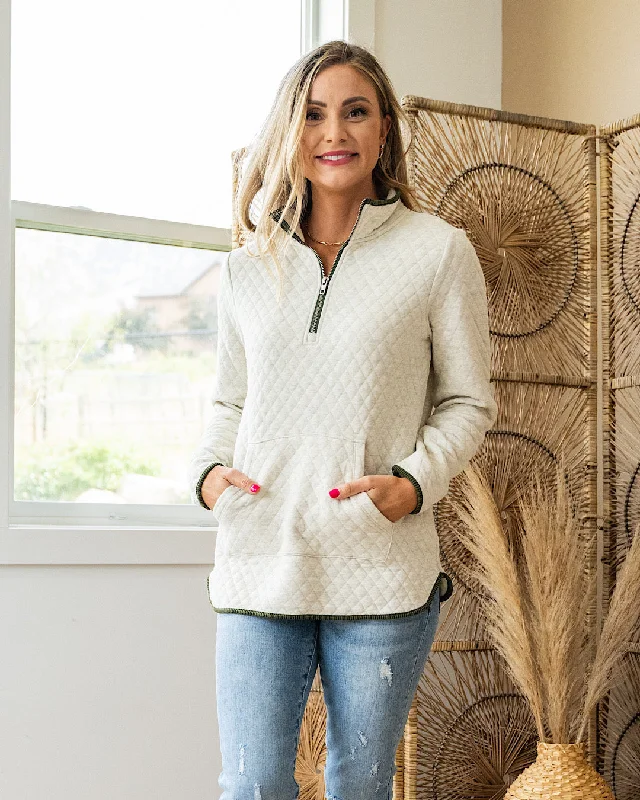 Women’s quilted jackets for cozy warmth -Katherine Quilted Half Zip Jacket - Oatmeal