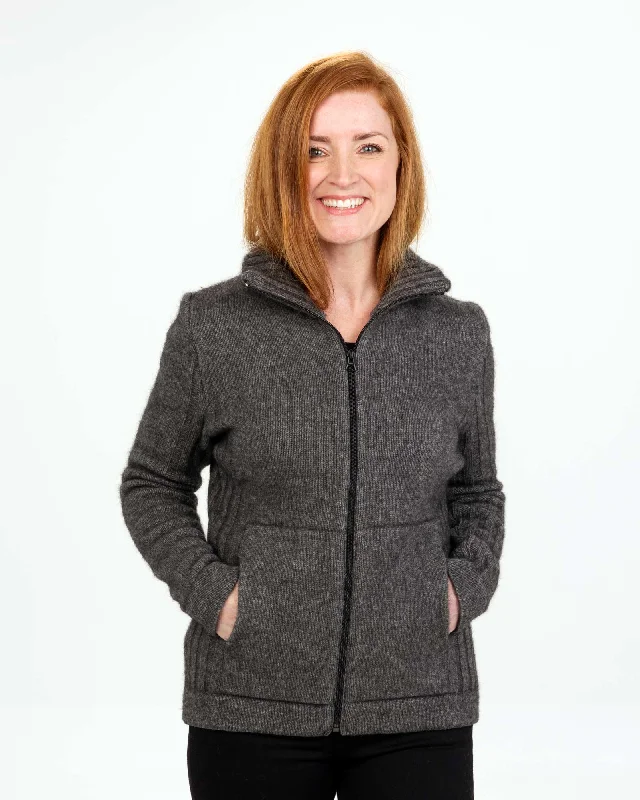 Women’s sporty rain jackets for outdoor fun -Dark Silver Women's Essential Jacket in Possum Merino - NS832