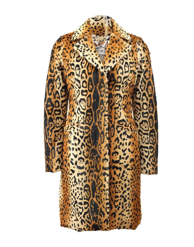 Women’s casual puffers for everyday warmth -Lamb Leopard Print Coat